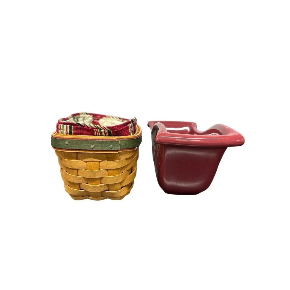 Longaberger Holiday Helper Sleigh Basket #71440 w/Bowl‎ & Liners RARE